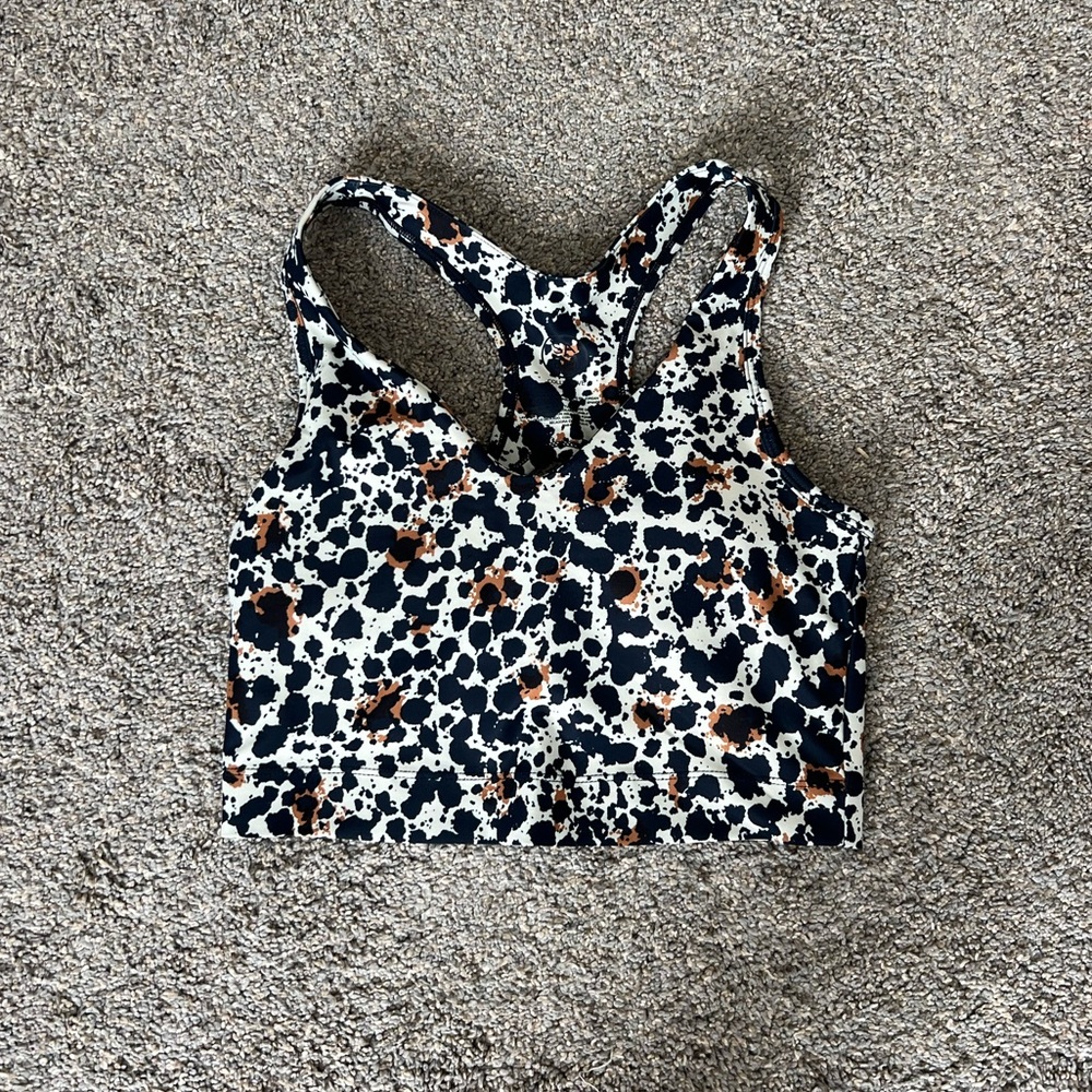 Fun brown, white, and blue sports bra!